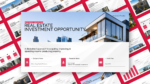 Real Estate Investment Opportunity presentation cover featuring modern property architecture and investment details