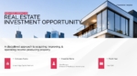 Real Estate Investment Opportunity presentation cover featuring modern property architecture and investment details