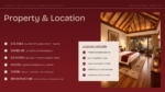 Property and location slide showing resort site details, access, zoning, infrastructure, and location highlights.
