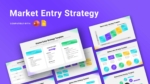 Market Entry Strategy presentation template showing international expansion methods, market selection, entry options, investment levels, and strategic analysis.